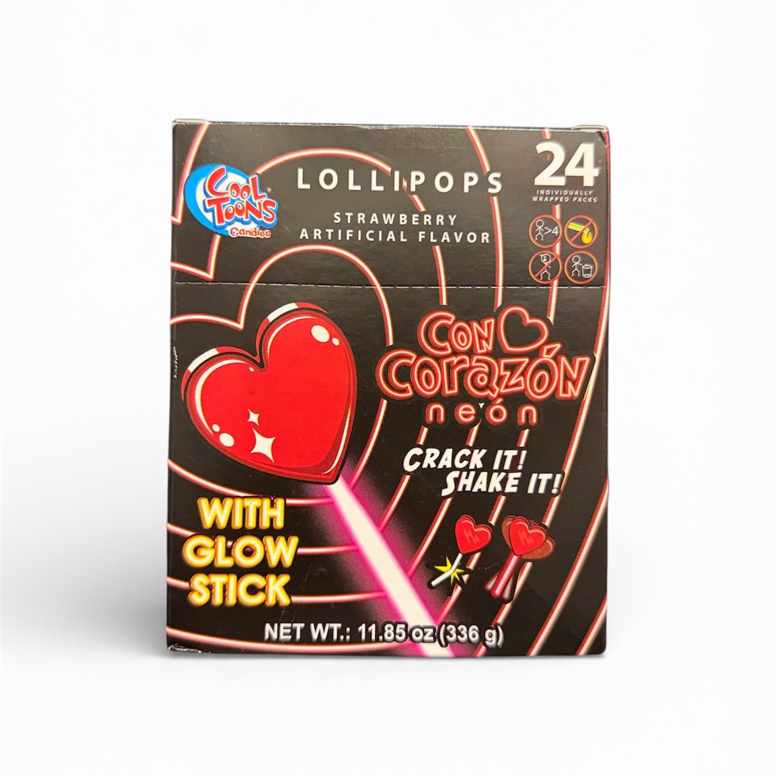 CON CORAZON NEON 24PCS